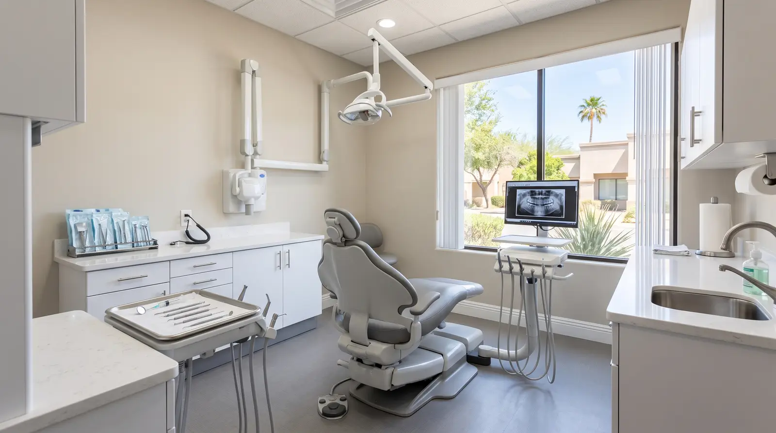 Clean dental operatory in a Mesa, Arizona dental practice with